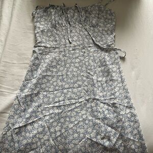 SHEIN Blue & White Floral Tie-Strap Sundress - Size M